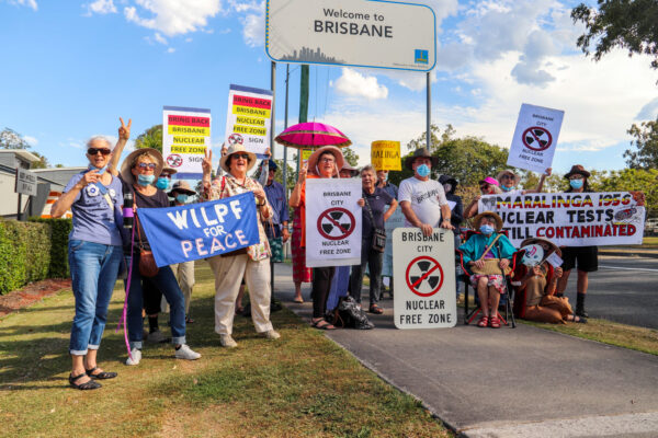 Brisbane footpath demonstration on 25 Sep2021. Photo by Max Reithmuller