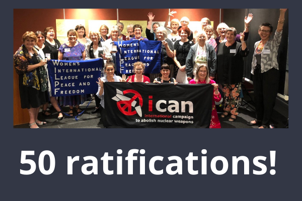 WILPF Australia section celebrating Ban Treaty achievement.